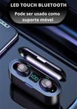 Fone de ouvido TWS F9 bluetooth sem fio com power bank e touch